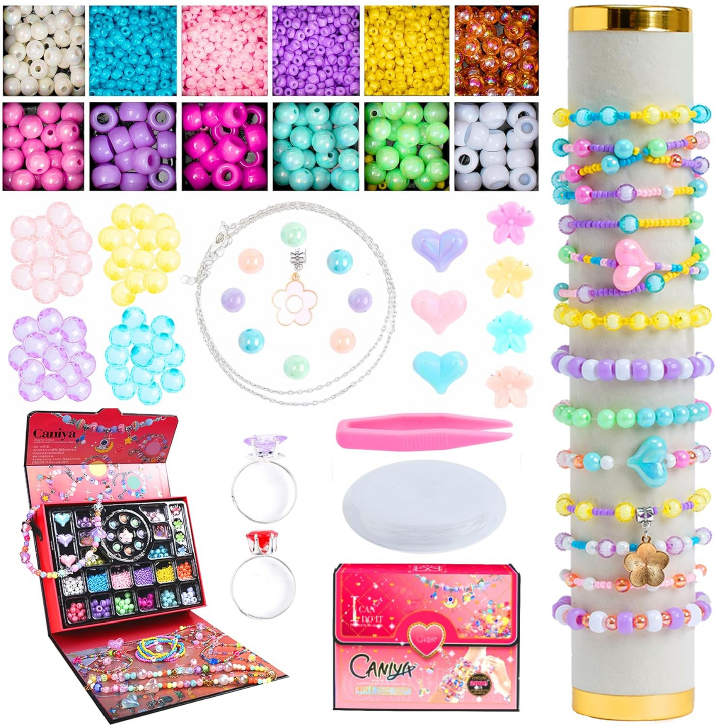 Kit de Fabricación de Pulseras y Collares para Niña | Creatividad y Diversión para el Día del Niño