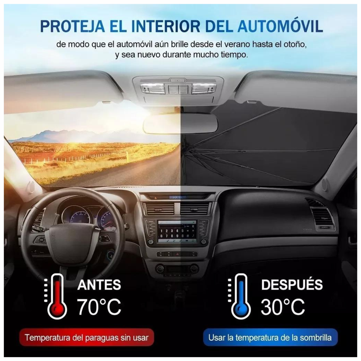 Parasol Plegable Retráctil para Auto | Protección y frescura