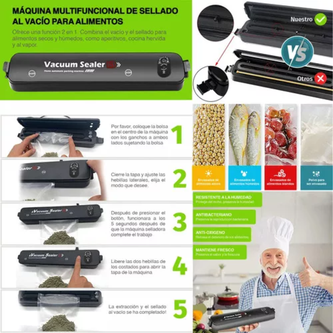 Selladora al Vacío de Alimentos | Conserva frescura y sabor por mucho más tiempo