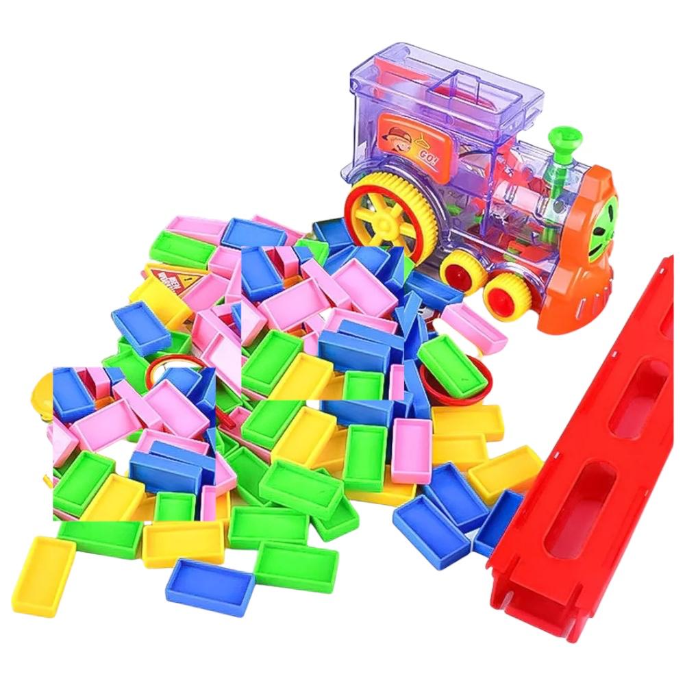Tren de Dominó Organizador con Luces y Música | Diversión Automática para Pequeños Ingenieros