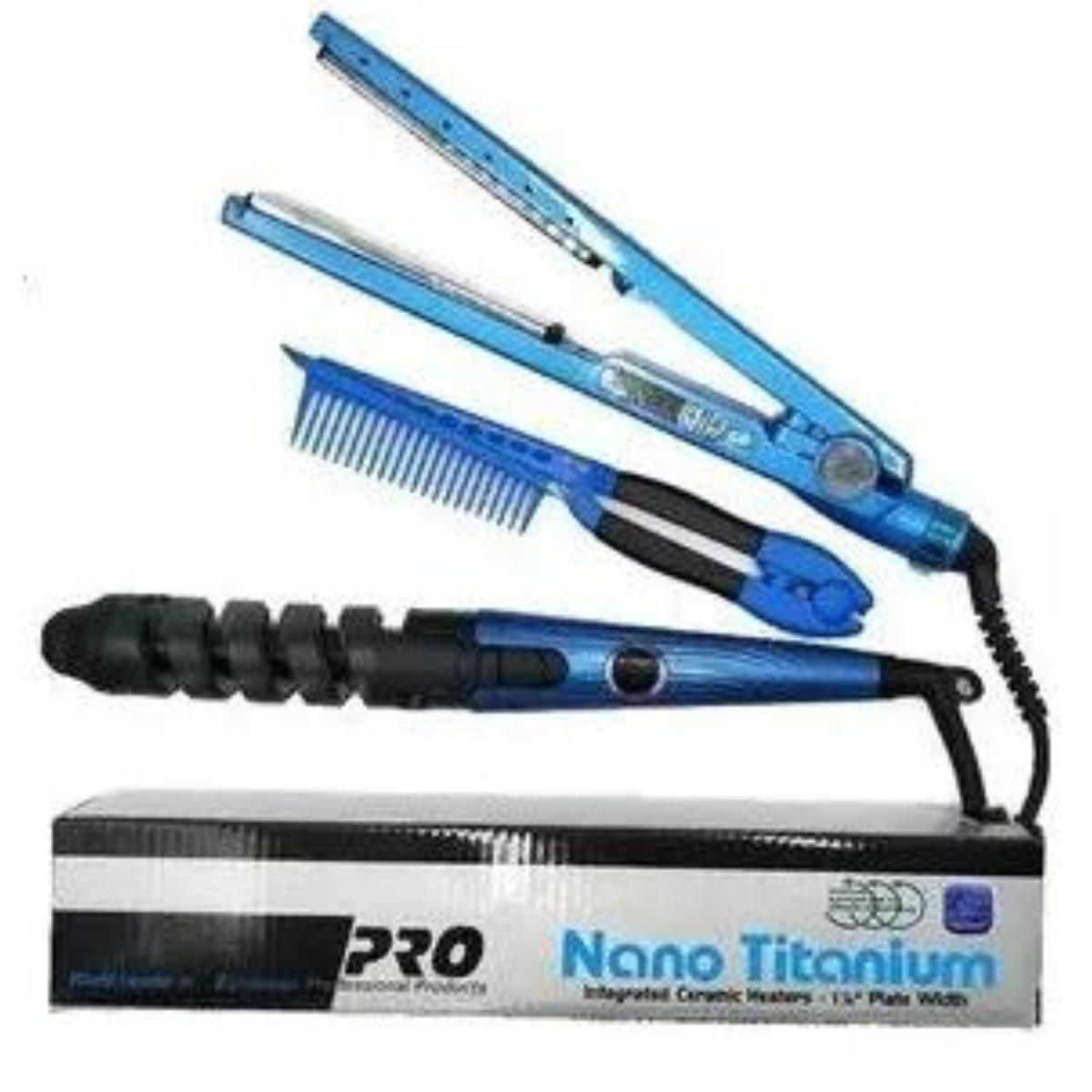 Kit de Plancha de Cabello+Rizadora+Peine