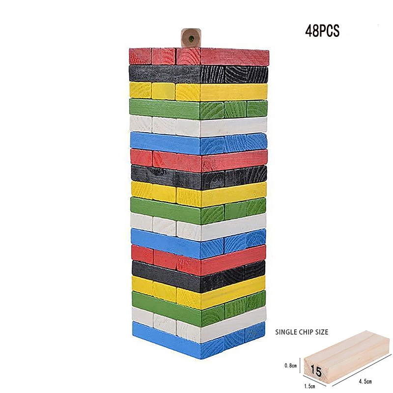 Jenga-Juego de mesa de madera colores