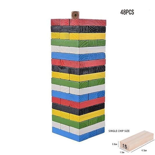 Jenga-Juego de mesa de madera colores