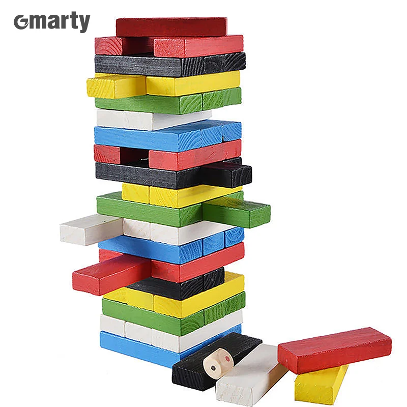 Jenga-Juego de mesa de madera colores