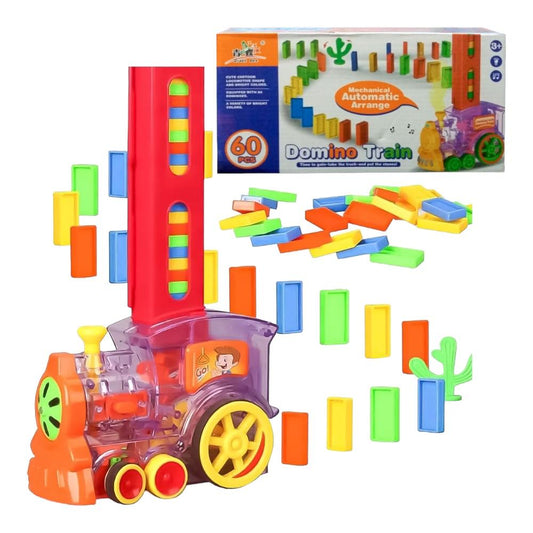 Tren de Dominó Organizador con Luces y Música | Diversión Automática para Pequeños Ingenieros